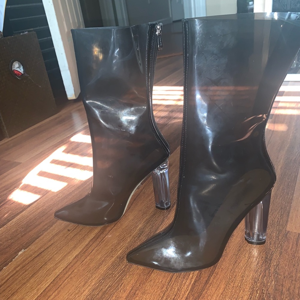 Black transparent boots